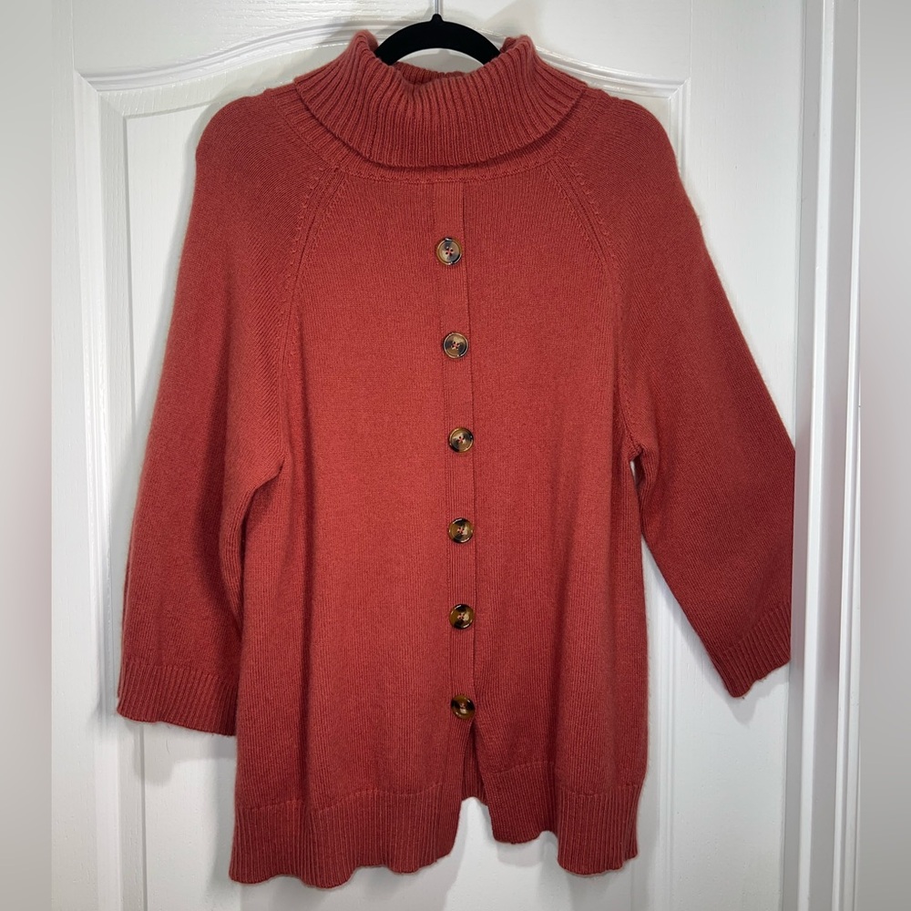 Soft Surroundings La Ceiba Rust Wool Blend Cowl Mock Sweater Women’s Medium